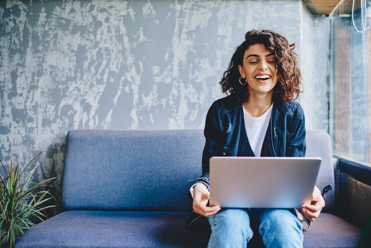 Engaged employee working remotely during covid